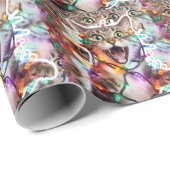 Grappige Kat Verward In Kerstmis Lichten Cadeaupapier (Rol Hoek)