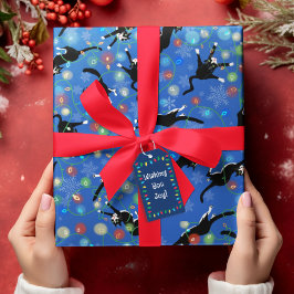 Grappige Kat Verward In Kerstmis Lichten Cadeaupapier