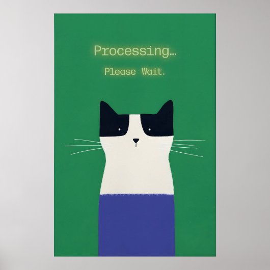 Grappige Kat 'Verwerken' Poster Tech Humor Kunstpr (Voorkant)