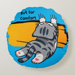 Grappige Kat, Vette Kat, Grappig Script, Modern Tr Rond Kussen