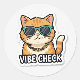 Grappige Kat Vibe Check Sticker Schattige Esthetie