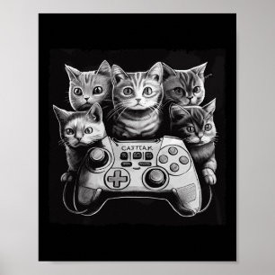 Grappige kat videogame controller squad  poster