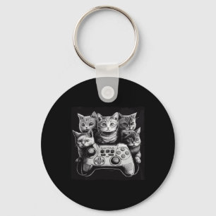 Grappige kat videogame controller squad sleutelhanger