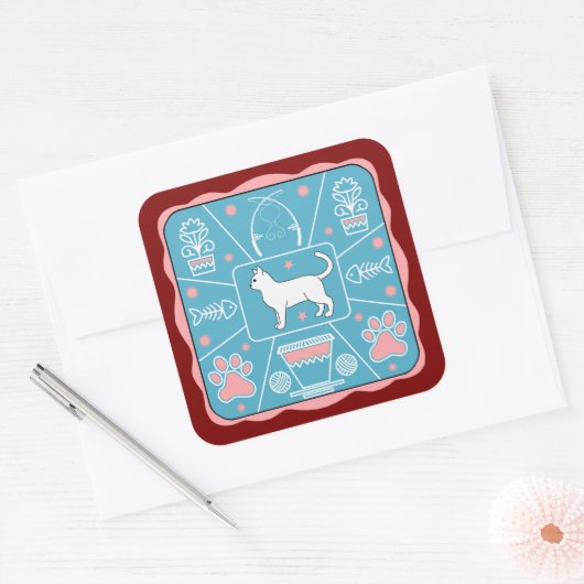 grappige kat vierkante sticker (Envelop)