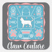 grappige kat vierkante sticker (Voorkant)