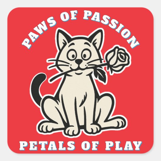 grappige kat vierkante sticker (Voorkant)