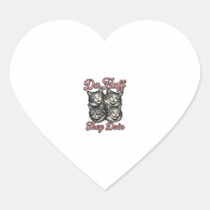 Grappige kat vintage gravure Da Fluff They Doin De Hart Sticker