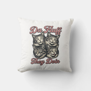 Grappige kat vintage gravure Da Fluff They Doin De Kussen