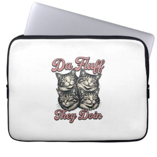 Grappige kat vintage gravure Da Fluff They Doin De Laptop Sleeve