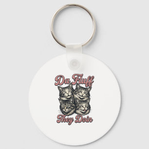 Grappige kat vintage gravure Da Fluff They Doin De Sleutelhanger