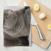 Grappige kat & vis handdoek met eigen naam (Quarter Fold)