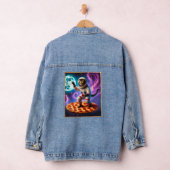Grappige Kat Vliegen Een Pizza Astronaut Kat Ruimt Denim Jacket (Hangar)