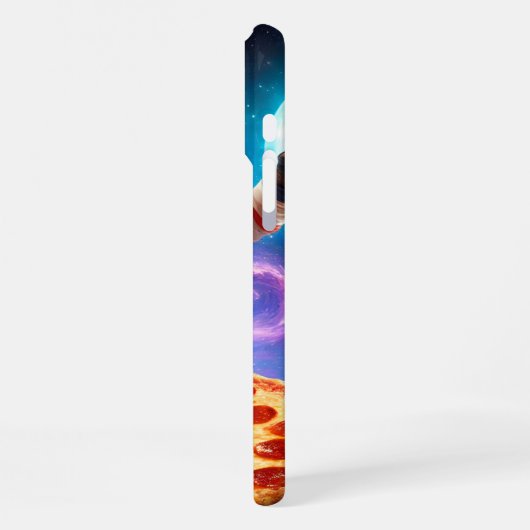 Grappige Kat Vliegen Een Pizza Astronaut Kat Ruimt iPhone Hoesje (Linkerkant)