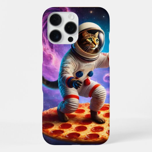 Grappige Kat Vliegen Een Pizza Astronaut Kat Ruimt iPhone Hoesje (Achterkant)
