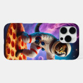 Grappige Kat Vliegen Een Pizza Astronaut Kat Ruimt iPhone Hoesje (Achterkant horizontaal)