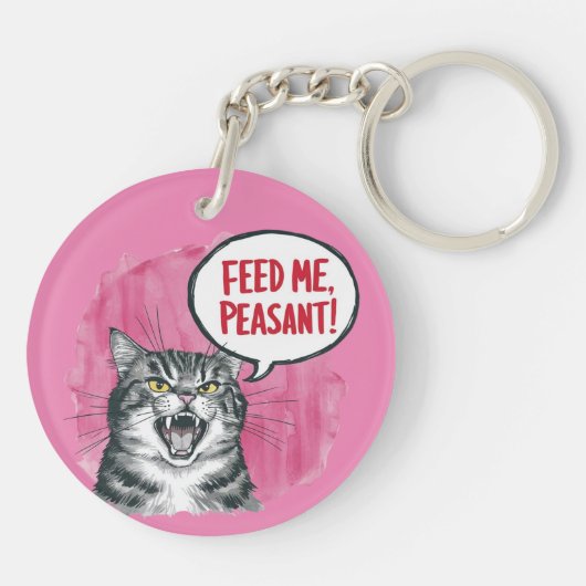 Grappige kat voedt me boer sleutelhanger (Achterkant)