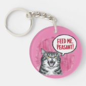 Grappige kat voedt me boer sleutelhanger (Voorkant)