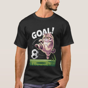 Grappige Kat Voetbal Doel Trap Voetbal Humor Sport T-shirt