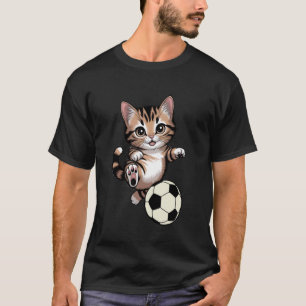 Grappige kat voetbal grafische kitten sportliefheb t-shirt