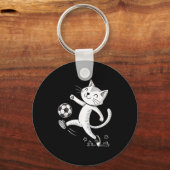 Grappige Kat Voetbal - Kat Liefhebber Sleutelhanger (Voorkant)