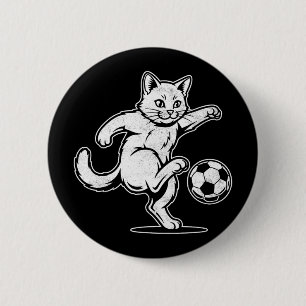 Grappige kat voetbal Ll Grafisch - Schattige voetb Ronde Button 5,7 Cm