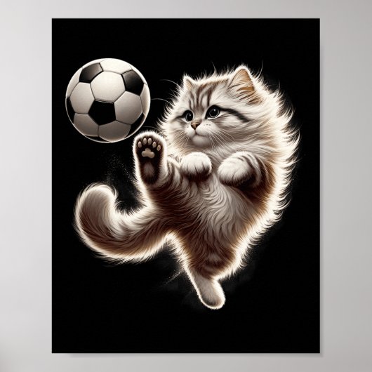 Grappige Kat Voetbal Ll Kat Speelt Voetbal Meme Sp Poster (Voorkant)