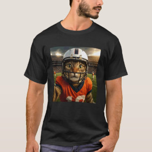 Grappige kat voetbal sport portret meme t-shirt