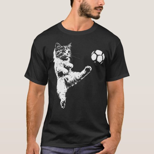 Grappige Kat Voetbal T-shirt (Voorkant)