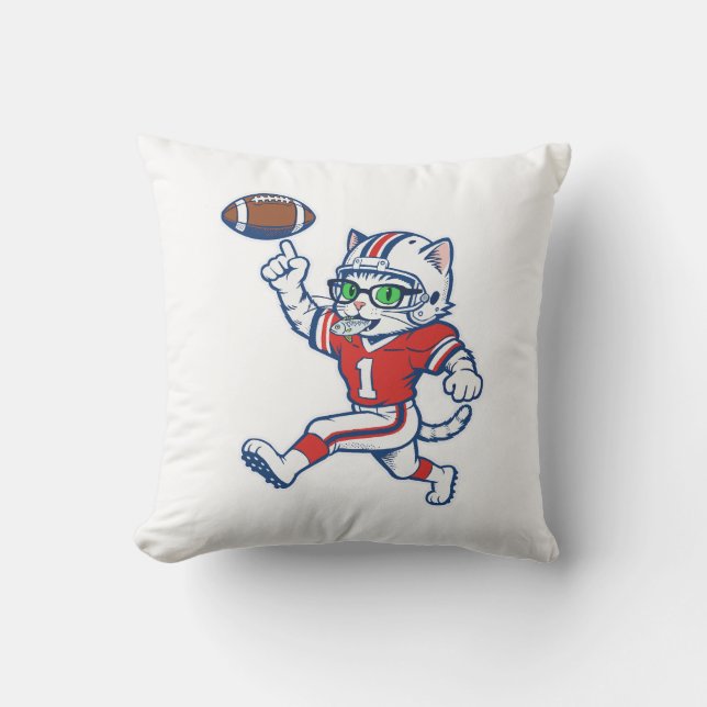 Grappige kat voetballer kussen (Voorkant)
