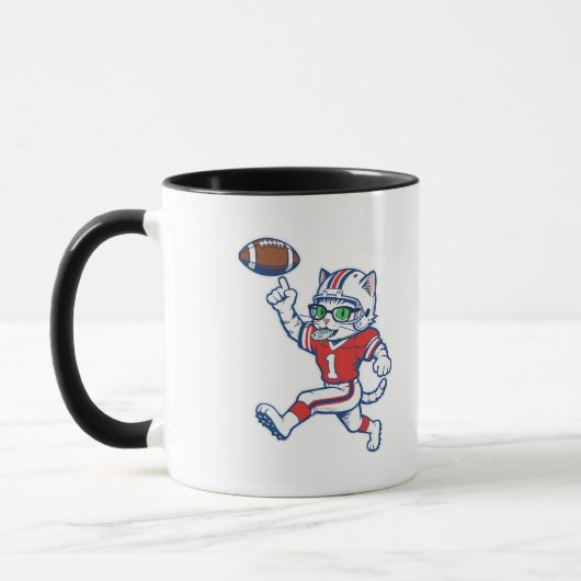 Grappige kat voetballer mok (Links)