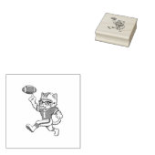 Grappige kat voetballer rubberstempel (Gestempeld)