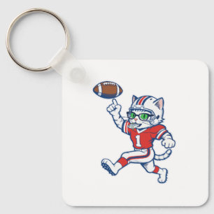 Grappige kat voetballer sleutelhanger