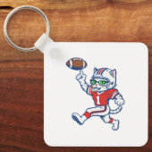 Grappige kat voetballer sleutelhanger (Voorkant)