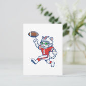 Grappige kat voetballspeler briefkaart (Staand voorkant)