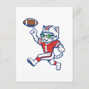 Grappige kat voetballspeler briefkaart