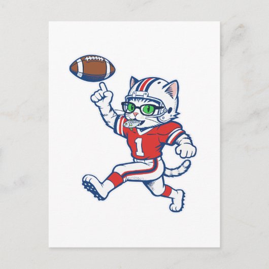 Grappige kat voetballspeler briefkaart (Voorkant)