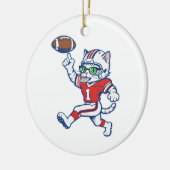 Grappige kat voetballspeler keramisch ornament (Links)