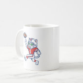 Grappige kat voetballspeler koffiemok (Voorkant links)