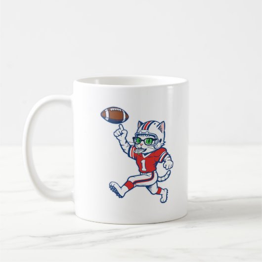 Grappige kat voetballspeler koffiemok (Links)