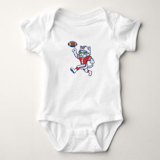 Grappige kat voetballspeler romper (Voorkant)