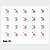 Grappige kat voetballspeler ronde sticker (Vel)