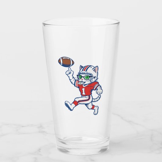 Grappige kat voetbalspeler glas (Voorkant)