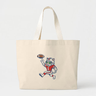Grappige kat voetbalspeler grote tote bag