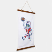 Grappige kat voetbalspeler hangend wandkleed (Gebogen)