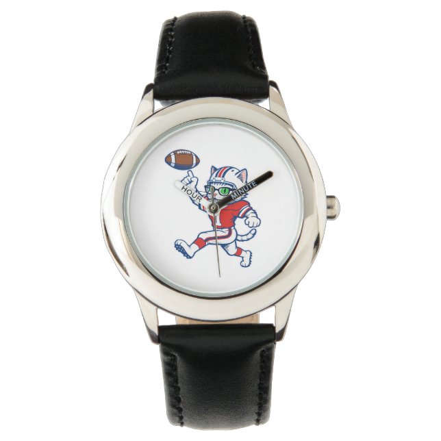 Grappige kat voetbalspeler horloge (Voorkant)
