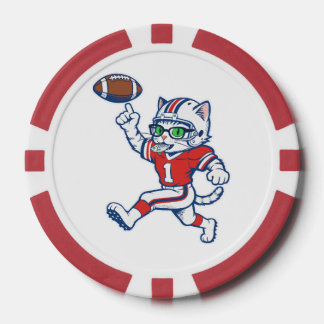 Grappige kat voetbalspeler poker chips