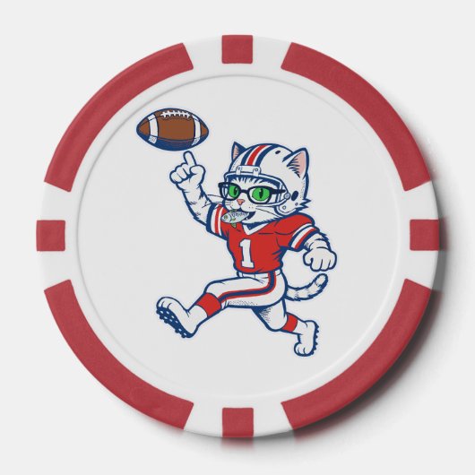Grappige kat voetbalspeler poker chips (Voorkant)