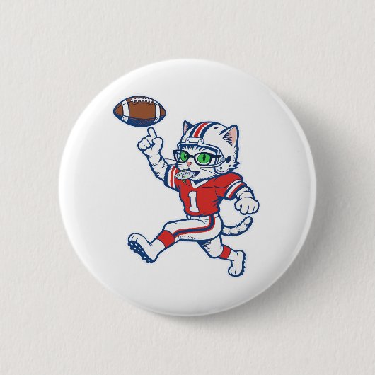 Grappige kat voetbalspeler ronde button 5,7 cm (Voorkant)