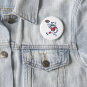 Grappige kat voetbalspeler ronde button 5,7 cm (In situ)