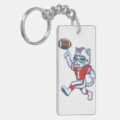 Grappige kat voetbalspeler sleutelhanger (Voorkant Links)